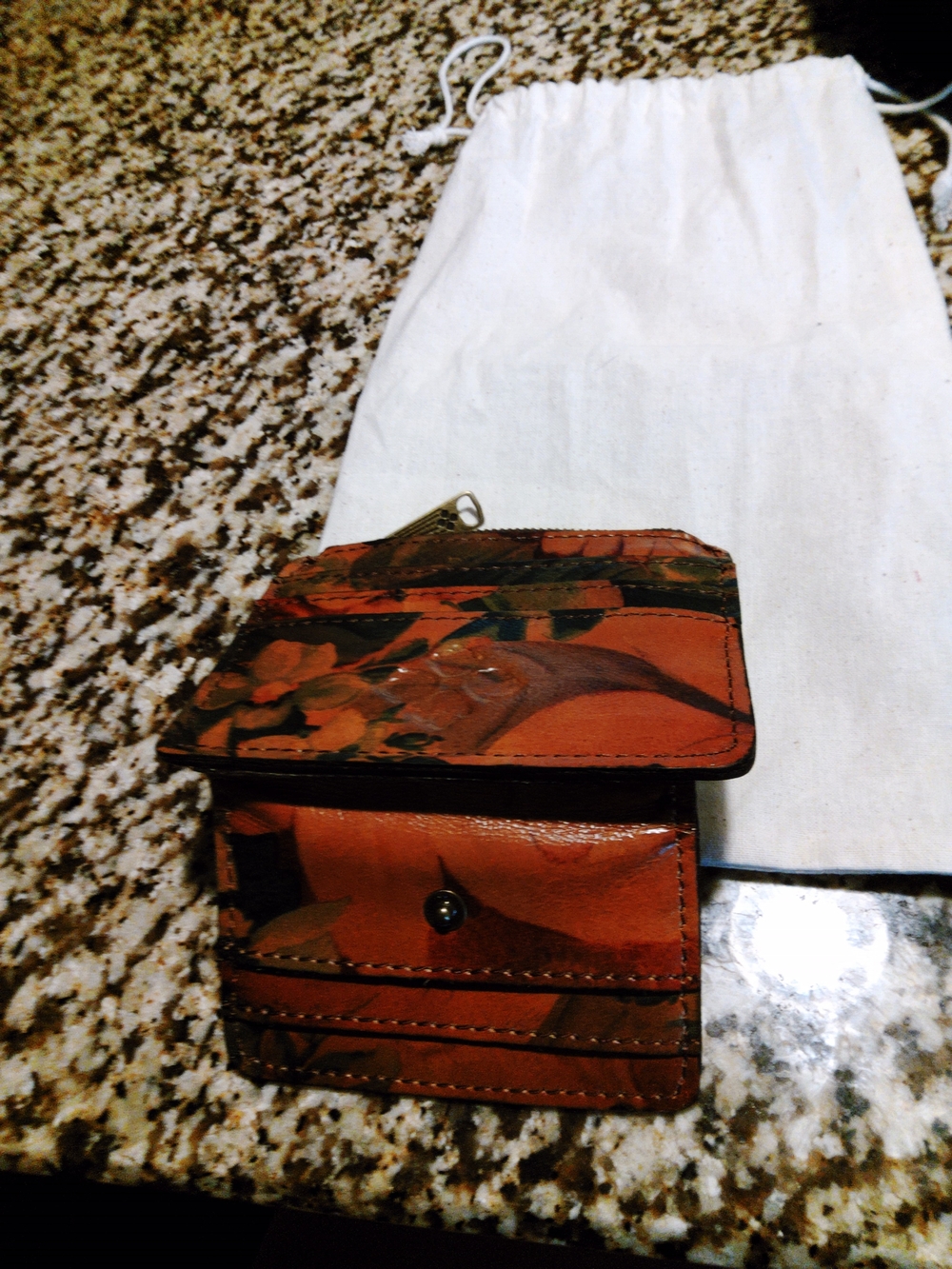 Patricia Nash Brown and Black Floral Leather Card Wallet - Picture 4 of 4